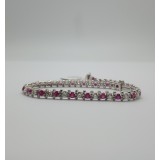 2.32ct Dia 1.40ct Ruby 14kt White Gold Diamond and Ruby Tennis Bracelet 7.5"